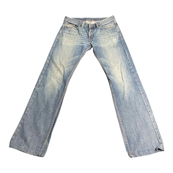 Diesel Jeans Mens 34x32 Blue Distressed Bootcut Denim Italy Y2K Vintage Style - Picture 1 of 10